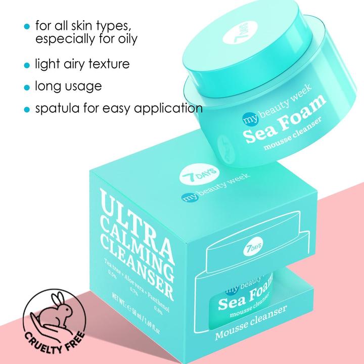 Actual product image 7Days Aloe Vera Face Cleanser with Panthenol and Tea Tree for Women 50ml Sea Foam Mousse (Cleansing Foam, 50 ml)