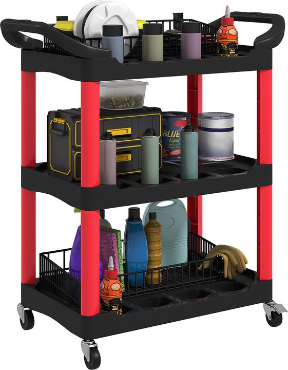 Produktbild Homcom Werkstattwagen Kunststoff Schwarz+Rot