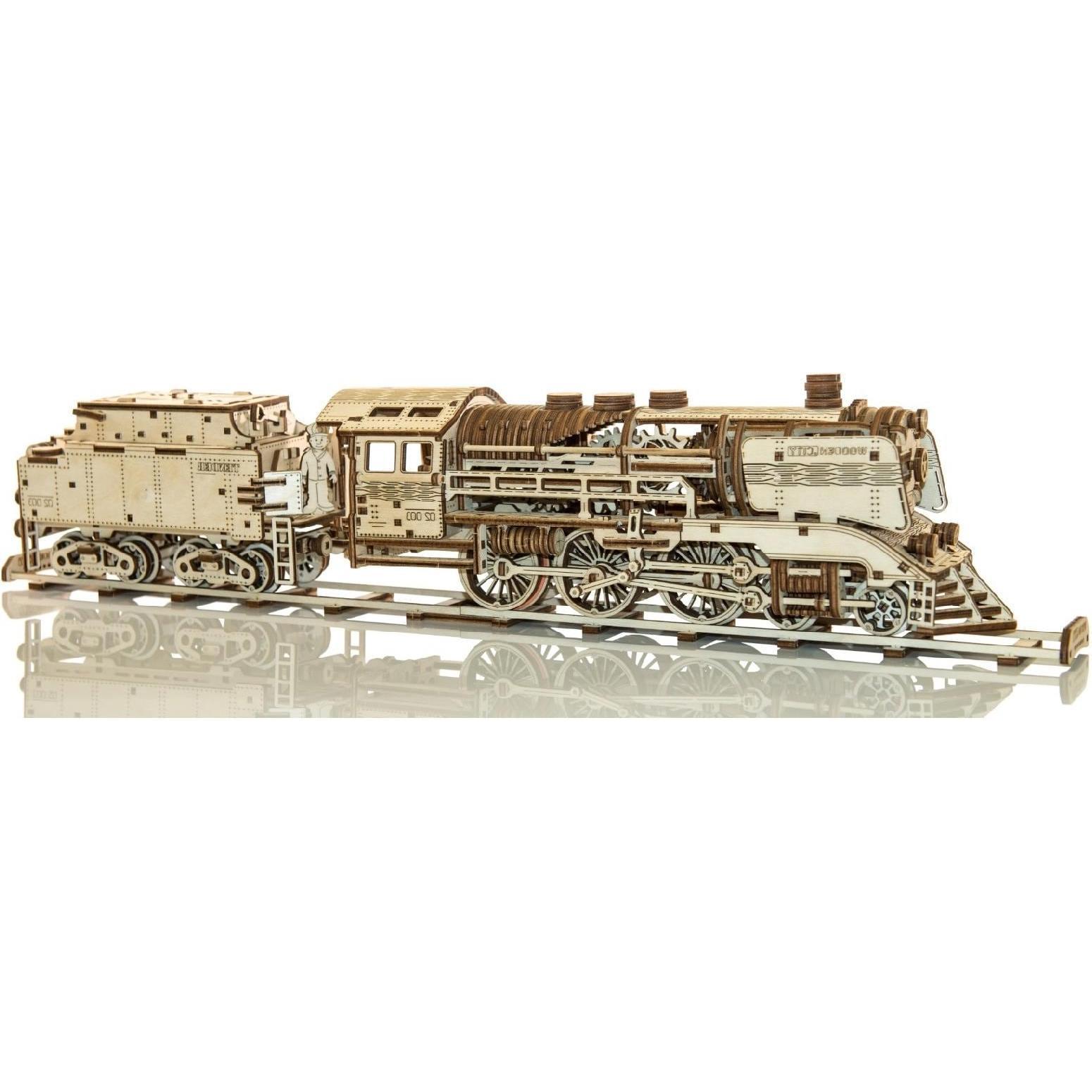 Thumbnail - WoodenCity Express Lokomotive + Tender auf Schienen