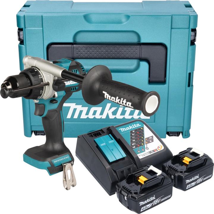 Immagine prodotto Makita DHP 492 RMJ Avvitatore a percussione a batteria 18 V 141 Nm Brushless + 2x batteria 4,0 Ah + (Batteria ricaricabile)