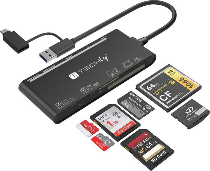 Actual product image Techly USB-A and USB-C multi-card reader (Type-B)