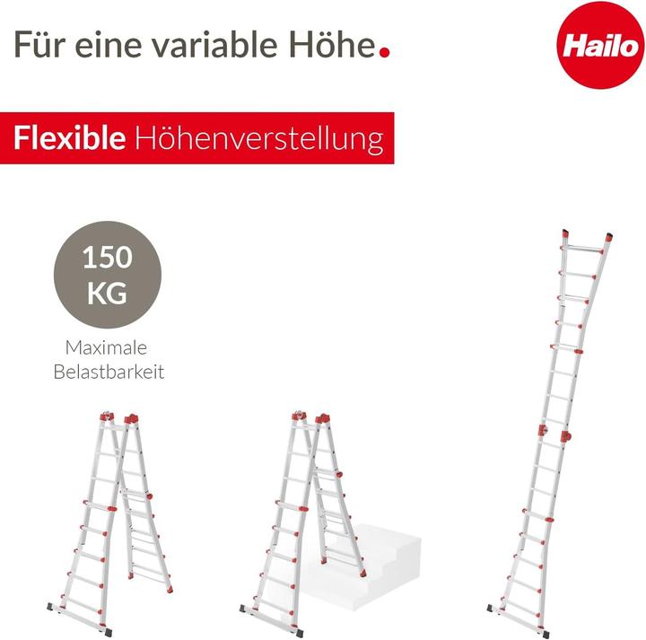 Immagine prodotto Hailo M80 (Scala doppia, Scala singola, Scaletta per scaffali, 88 cm)
