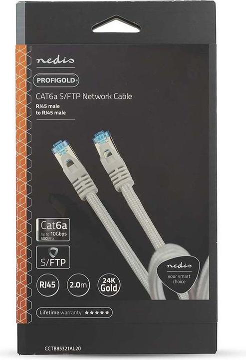 Immagine prodotto Nedis Cavo Cat 6a S/FTP | RJ45 maschio | RJ45 maschio | 2m | Senza strappo | Rotondo | Intrecciato / PVC (S/FTP, CAT6, 2 m)