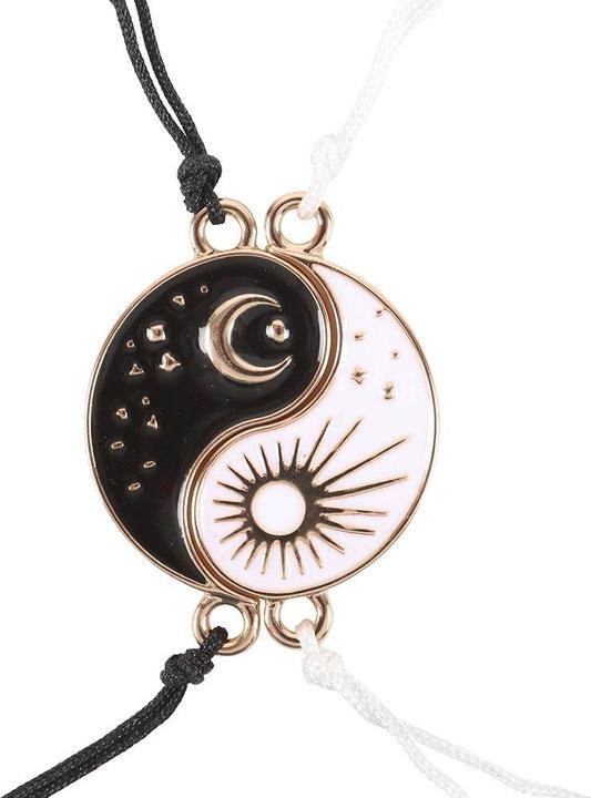 Actual product image Something Different Yin Yang Charm Bracelet (Pack of 2) (1.20 cm, 100% synthetic material)