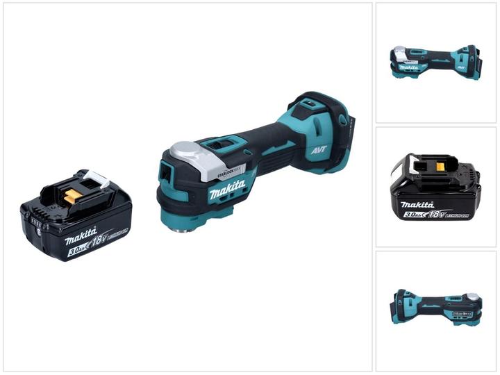 1x Makita DTM 52 cordless multifunction tool, 1x Makita BL 1830 B 18 V 3.0 Ah battery