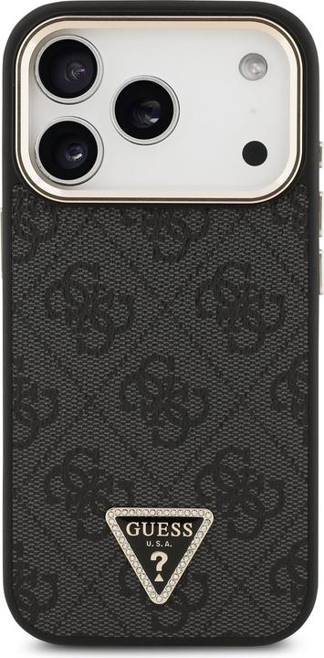 Actual product image Guess Case Magsafe 4G PU Leather Case With Triangle Logo And Gold Metal Camera Frame For iPhone 17 P (Apple iPhone 17 Pro)