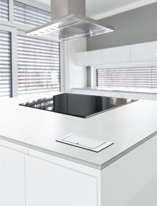Produktbild Evoline Backflip Steckdose versenkbar 2 fach mit USB-C Charger, Glas weiss matt