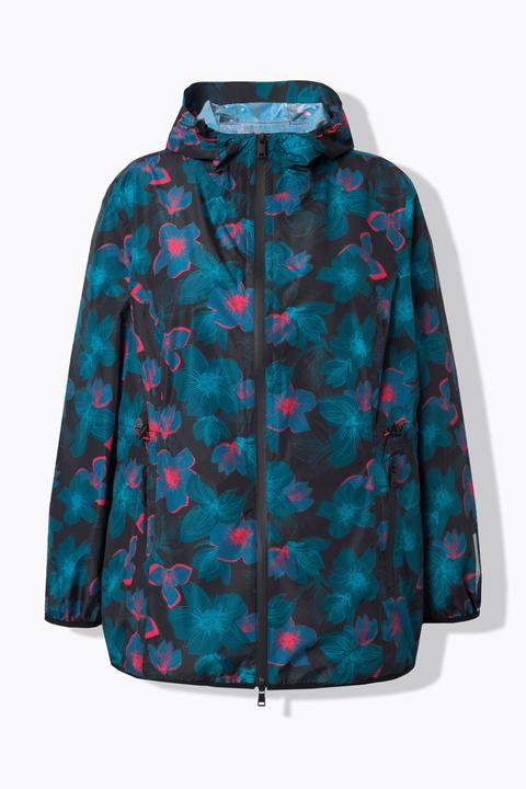 Actual product image Ulla Popken Neon Floral Print Packable Rain Jacket (42, 44)