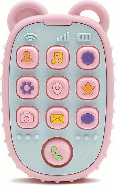 Actual product image Activity Board Creative silicone teether, BPA free teether, phone shaped teether, soft textured teether (0 Months)