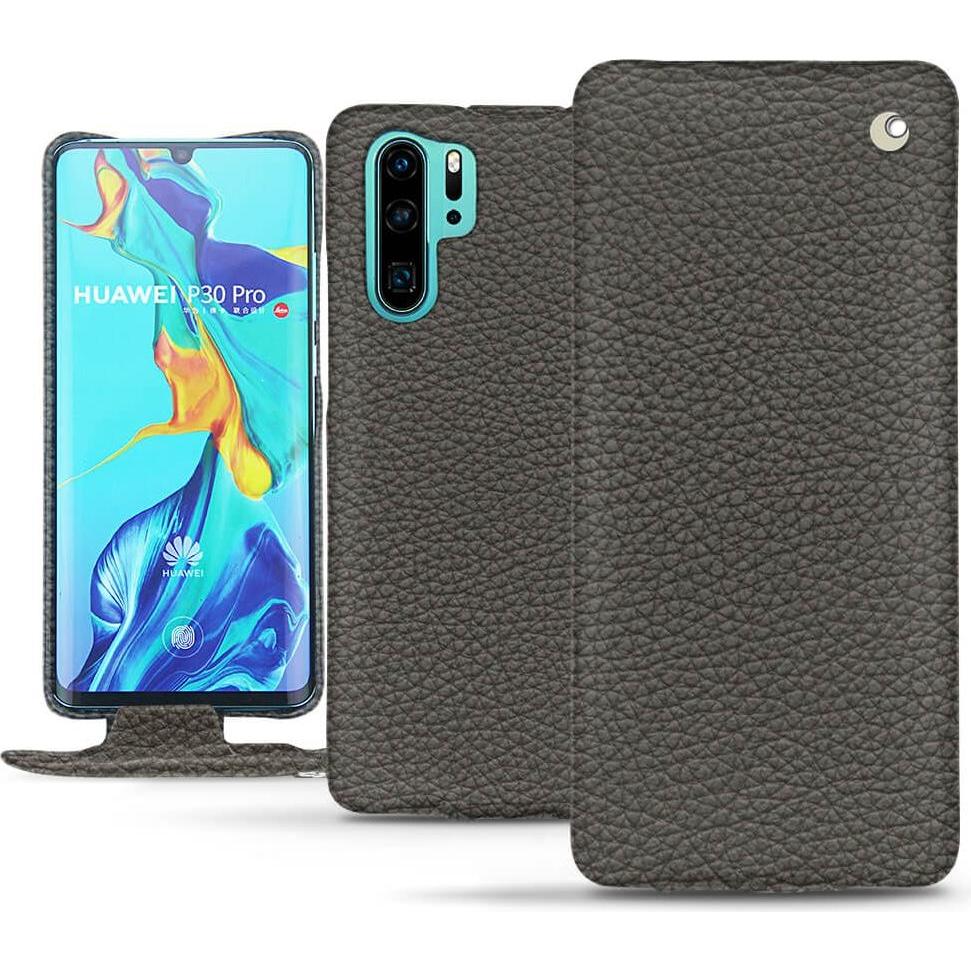 Noreve Lederschutzhülle vertikal (Huawei P30 Pro), Smartphone Hülle, Grau