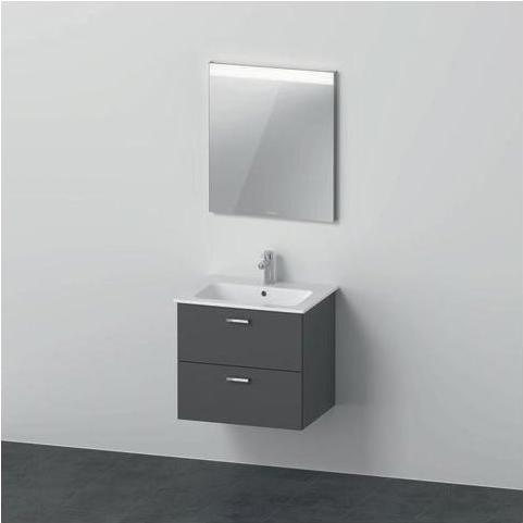 Duravit, Badmöbelset, Badmöbel-Set XBASE 630mm, mit Spiegel GOOD graphit matt