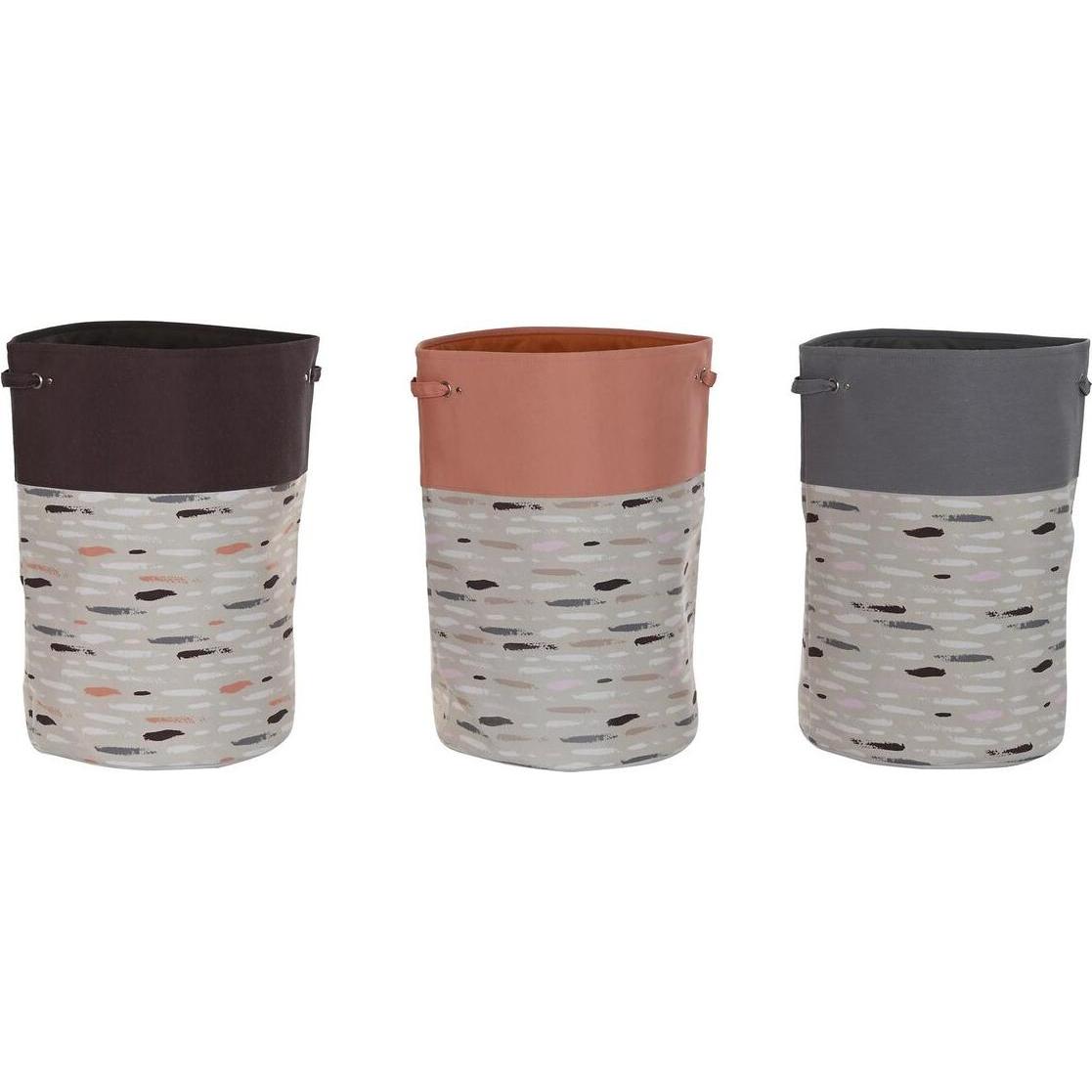 DKD Home Decor, Portabiancheria, Korb für schmutzige Wäsche Grau Orange 40 x 40 x 60 cm (3 Stück)