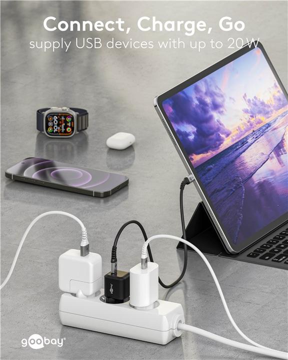 Produktbild Goobay USB-C PD GaN Schnellladegerät Nano 20 W schwarz (20 W, 1 Port)