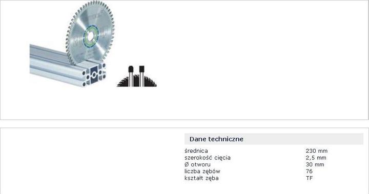 Actual product image Festool Circular saw blade HW 230x2,5x30 TF76