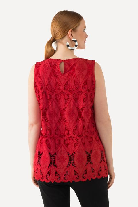 Immagine prodotto Ulla Popken Top in pizzo dal taglio svasato e smanicato con scollo a V (42, 44)
