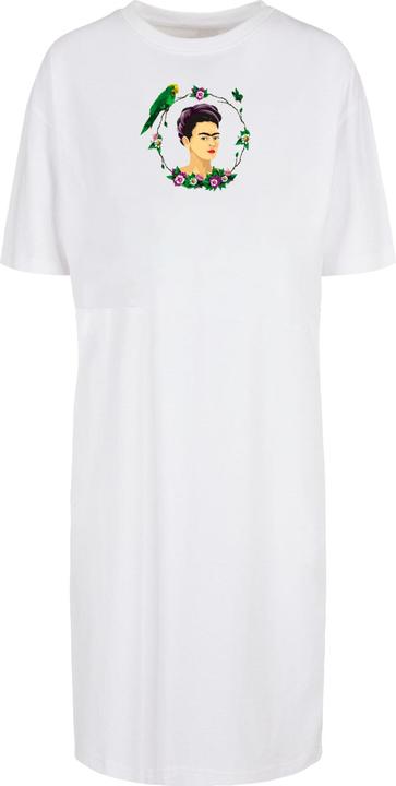 Actual product image Merchcode Ladies Frida Kahlo - Botanic frame Organic Oversized Slit Tee Dress - 117365 (M)