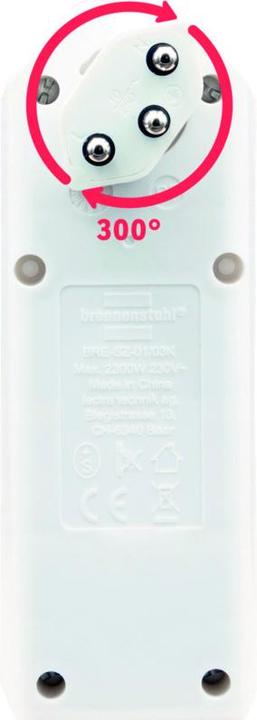 Image du produit Brennenstuhl cleverLINE fiche de jonction 3 voies blanche avec interrupteur, orientable jusqu'à 300° (avec (Type 13, 3 x)
