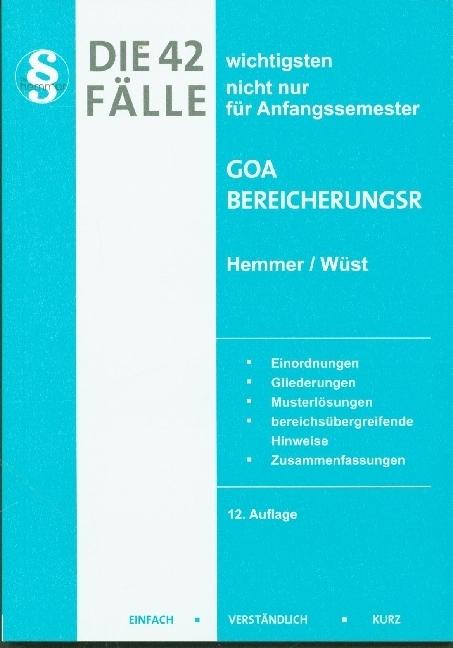 Immagine prodotto Die 42 wichtigsten Fälle GoA / Bereicherungsrecht (Tedesco, Achim Wüst, Karl Edmund Hemmer, Clemens D'Alquen, 2023)