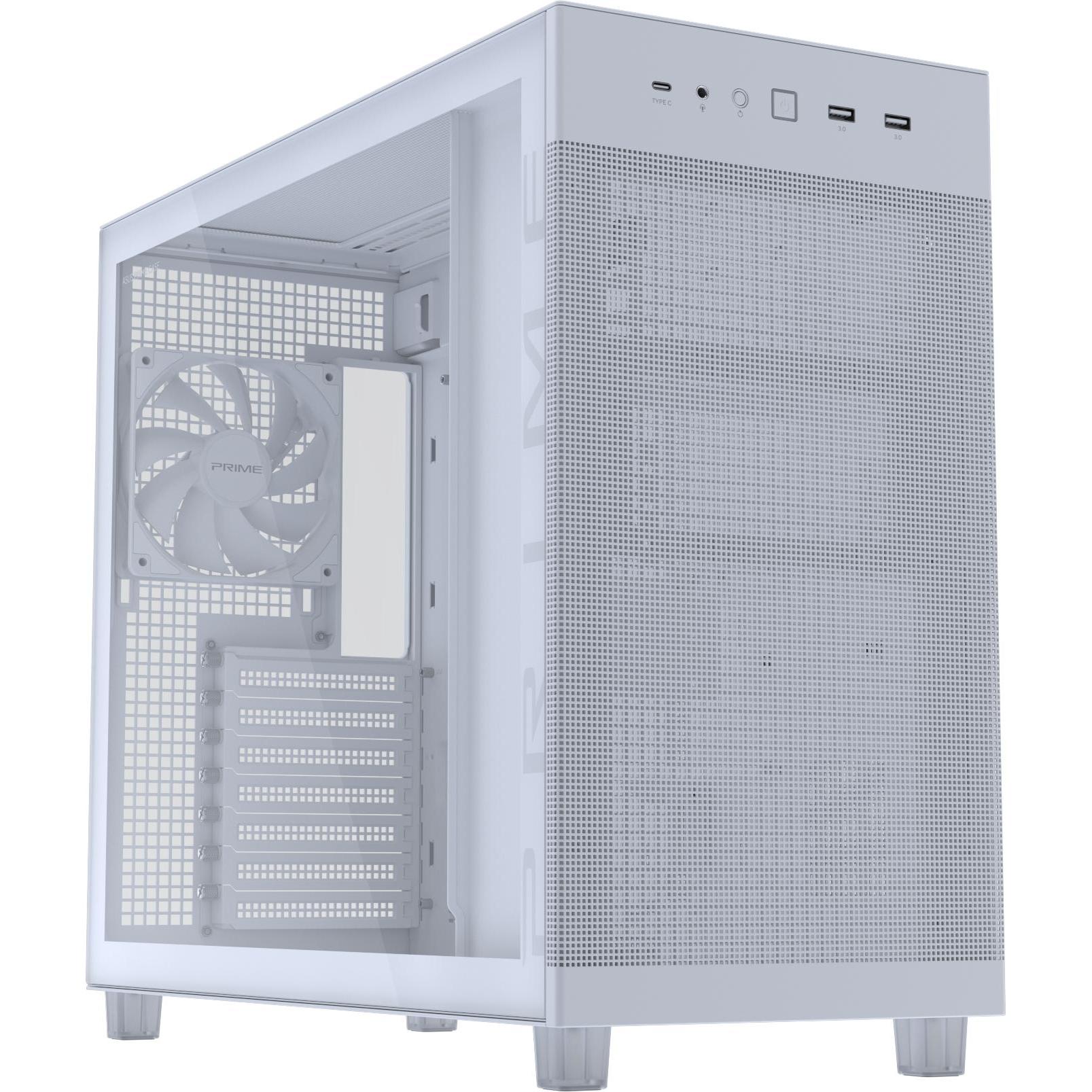 ASUS Geh PRIME AP303 TG WHITE (mATX, Mini-ITX, ATX), PC Gehäuse, Weiss