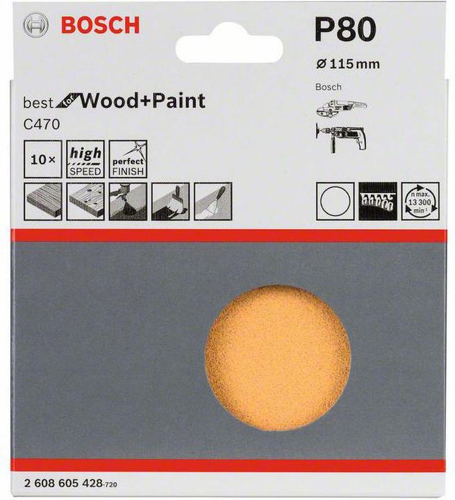 Produktbild Bosch Professional Zubehör 10tlg. Schleifblatt-Set C470 best for Wood and Paint, K:80 (80)