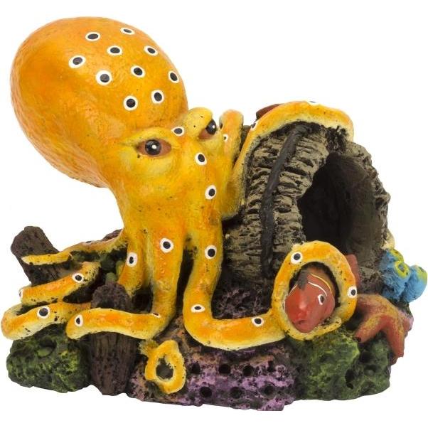 4fish Blaeksprutte med tønde 11,5x8,7x8,7 cm (Dekoration, sonstige Gegenstände), Aquarium Dekoration
