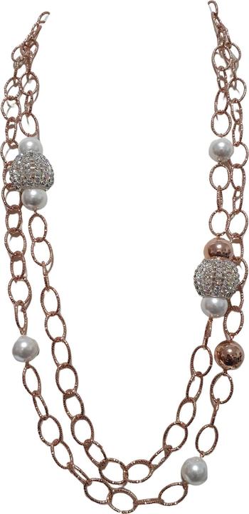 Produktbild L'Officiel Collana catena due fili rosa con strass