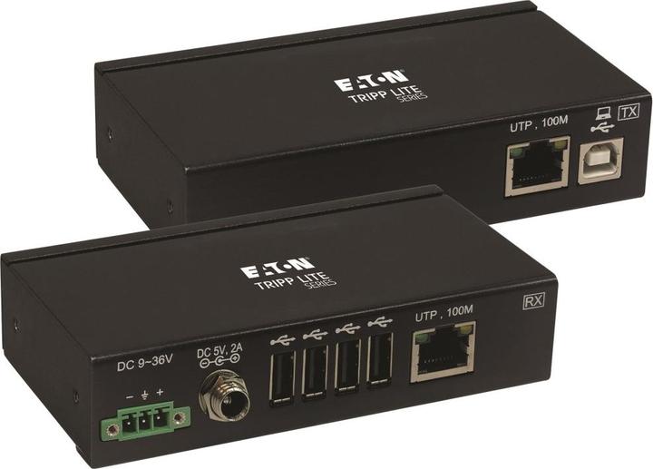 Eaton 4-Port Industrial USB over Cat6 Extender ESD Protection PoC USB 2.0 Mountable 330ft. (USB-A, 4 ports)