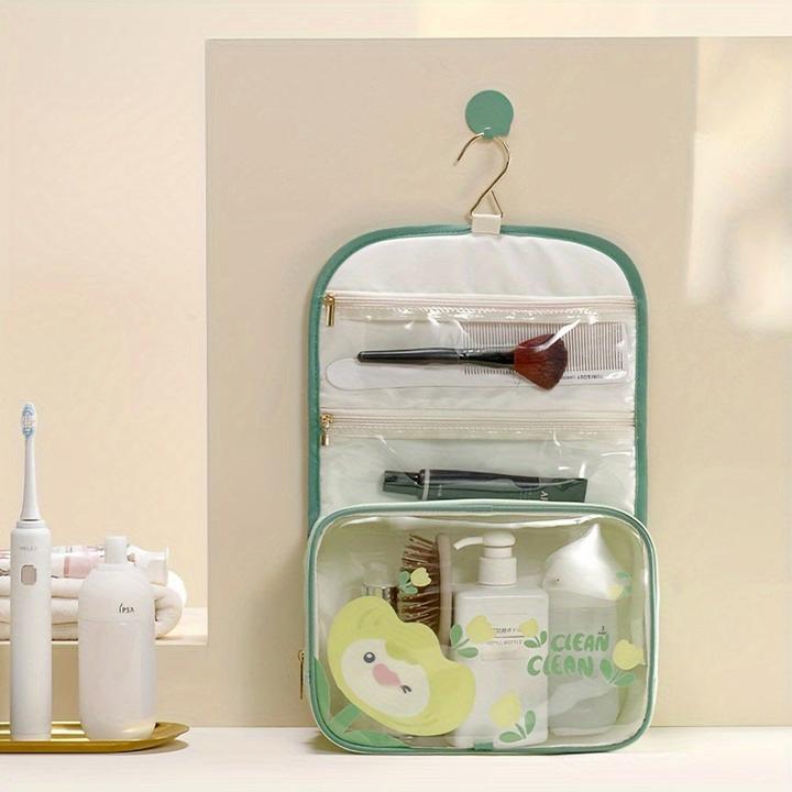 Actual product image Only-Bags.Store Large waterproof toiletry bag with handle - cute cartoon design, spacious cosmetic bag for