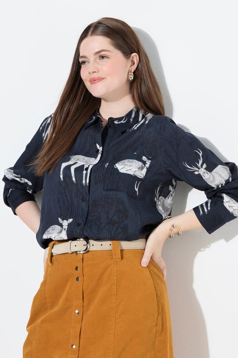 Immagine prodotto Ulla Popken Camicia con stampa in stile country, collo da camicia e maniche lunghe (50, 52)