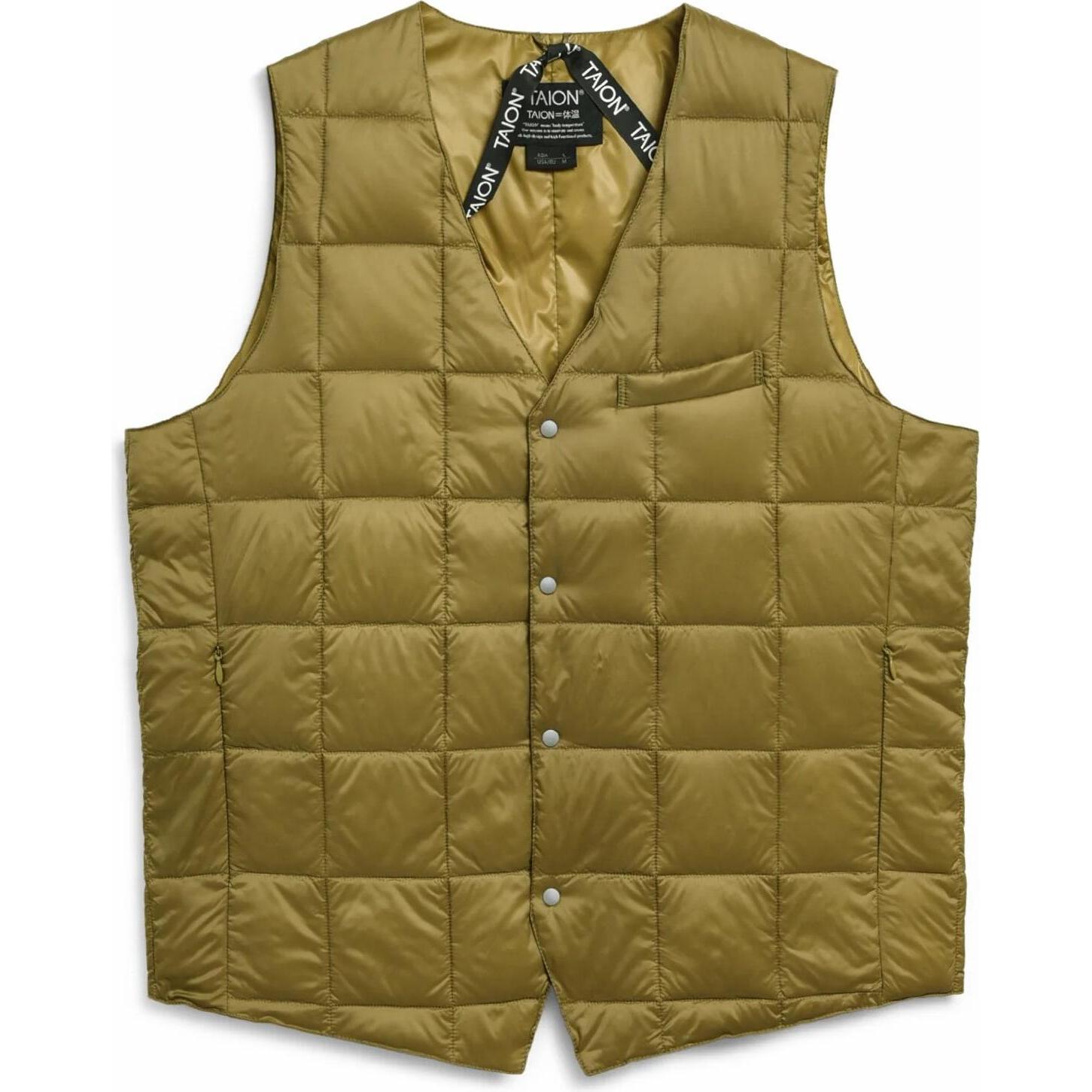 Taion, Herren, Weste, Ärmellose Daunenjacke mit Basic-Knopfleiste und V-Ausschnitt, Beige, (M)