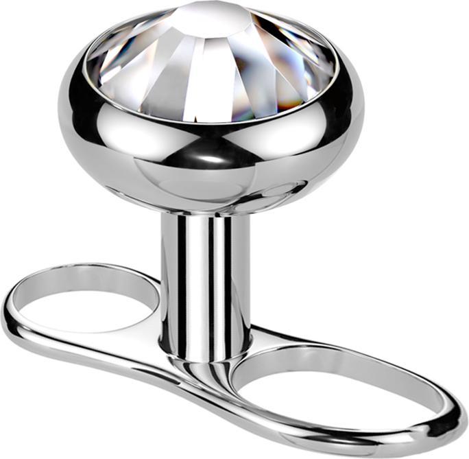 Actual product image Star Piercing Steriler Dermal Anchor Innengewinde silber zwei Loch lang mit Kristall silber (without brass, Titanium)