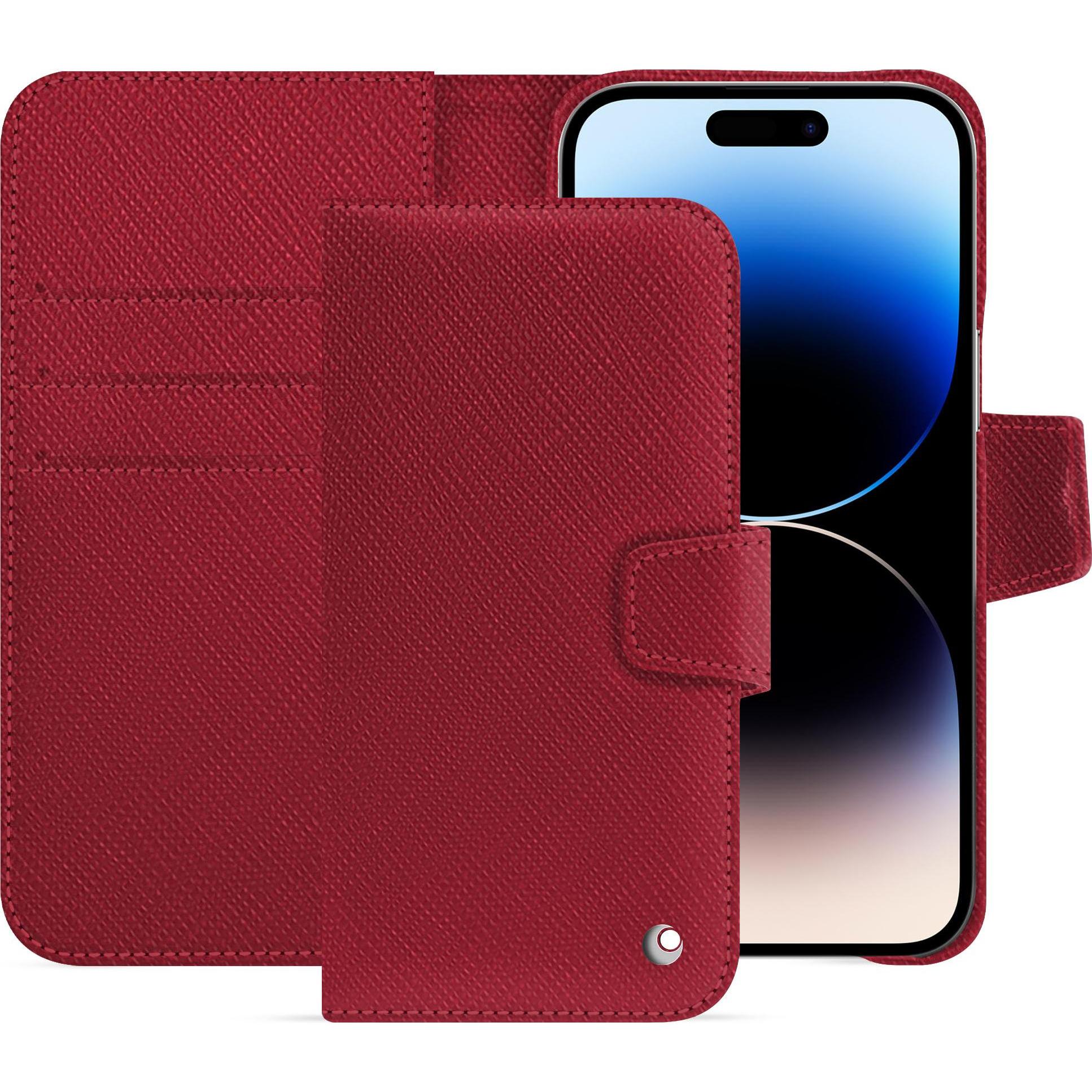 Noreve Lederschutzhülle Apple iPhone 15 Pro Max (Apple iPhone 15 Pro Max), Smartphone Hülle, Rot
