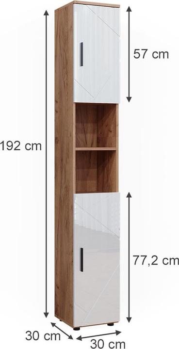 Produktbild Vicco Irma mit Türen, und offenen Fächern (30 x 30 x 192 cm)
