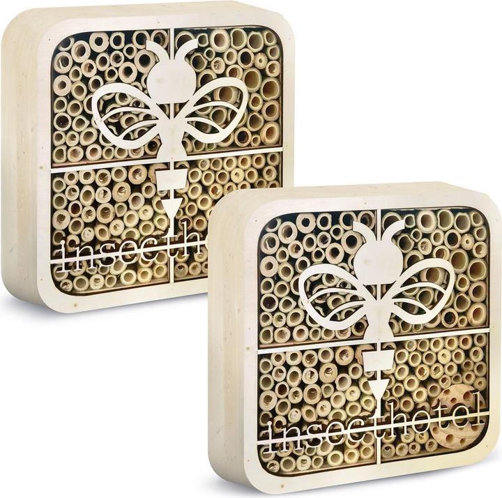 Actual product image Isotronic Set of 2 insect hotel bee, child-friendly, natural wood (Bee)