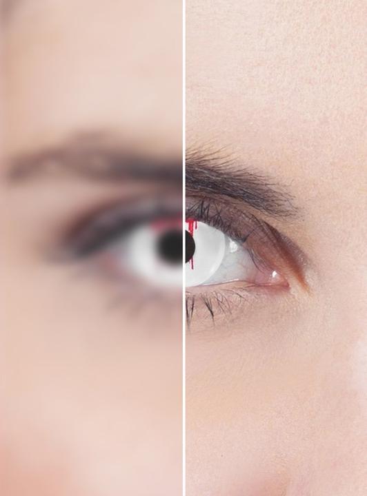 Actual product image Metamorph Blutendes Auge weiss mit Dioptrien (White)