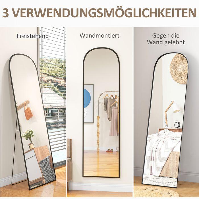 Actual product image Swisshandel24 Standspiegel, Ganzkörperspiegel, modernes Design, 50 cm x 1,5 cm x 161,5 cm, Schwarz
