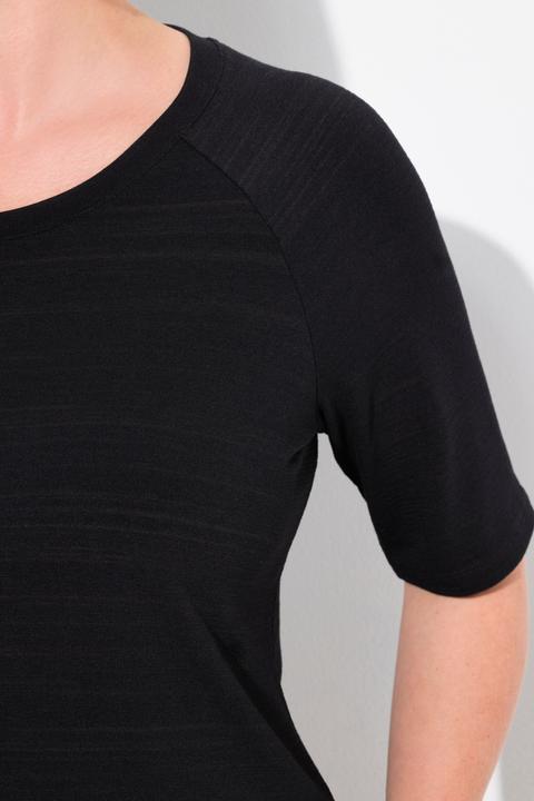 Produktbild Ulla Popken T-Shirt, Saum-Schriftzug, Classic, Rundhals, Halbarm (58)