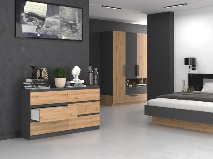 Actual product image Topeshop M6 140 ANT/ART KPL chest of drawers (138 x 40 x 77 cm)