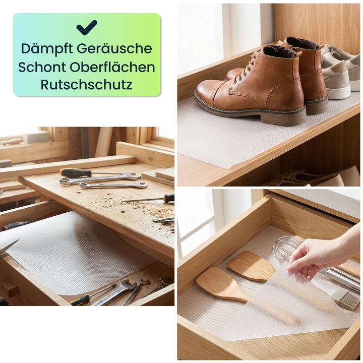 Produktbild Ideoon 4er Set Antirutschmatte Schublade 50x150cm – Vielseitige Einlegematten für Kühlschrank, Küche
