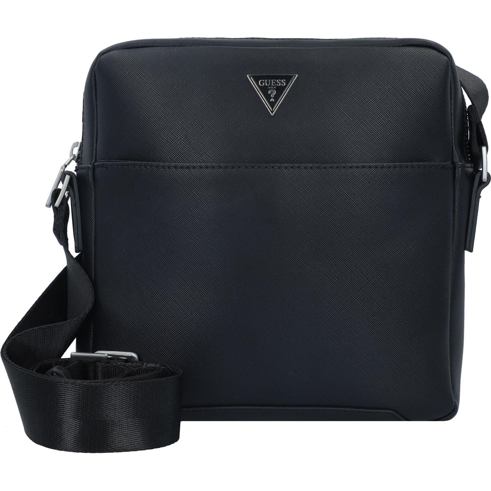 Guess, Handtasche, Saffiano Umhängetasche 22.5 cm, Schwarz