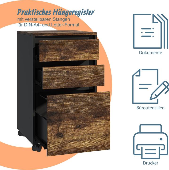 Produktbild Relaxdays Rollcontainer mit 3 Schubladen (40 x 40 x 70 cm)