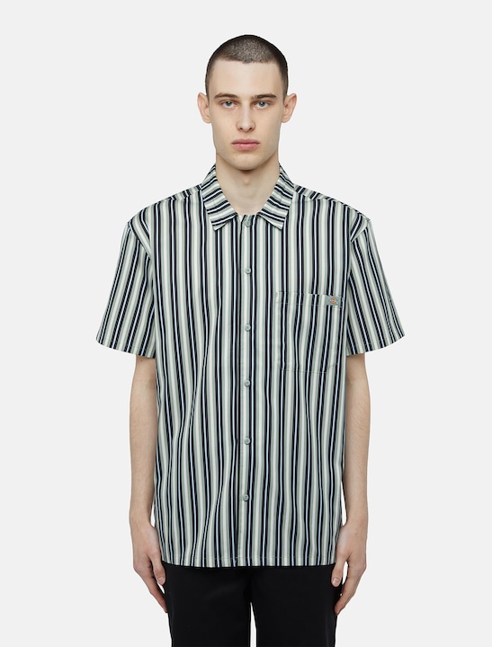 Image du produit Dickies Multi Stripe Work Shirt Ss Iceberg Green (L)