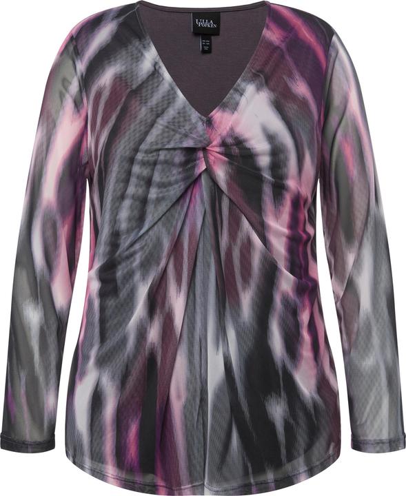 Produktbild Ulla Popken Mesh-Shirt, doppellagig, V-Ausschnitt, Langarm (56)