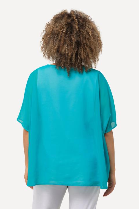 Produktbild Ulla Popken Chiffonbluse, Oversized, Rundhals, Halbarm (50, 52, 54, 56)