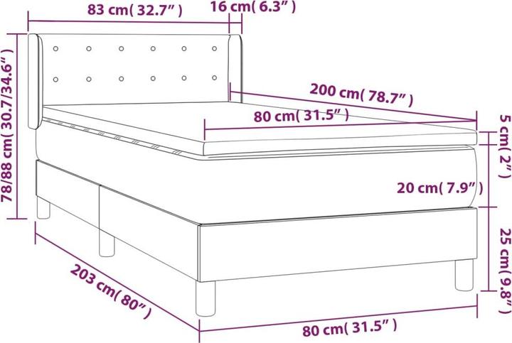 Actual product image vidaXL Boxspringbett (80 x 200 cm)
