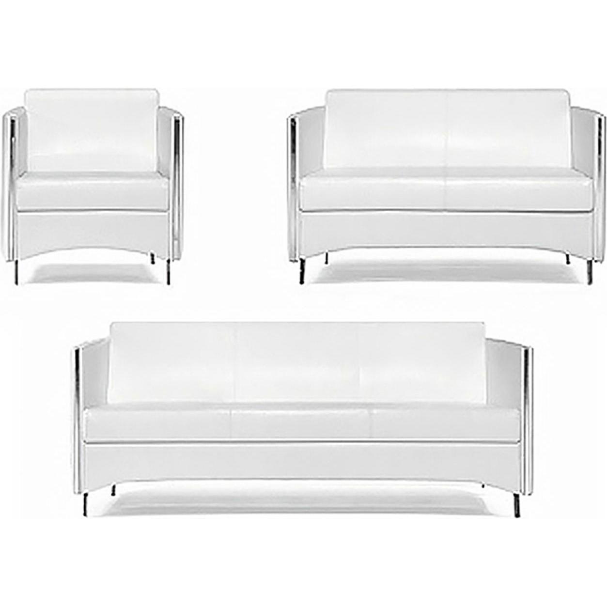Jet-Line, Sofa, Bürosofa Sidney weiss 3-Teilig (2-Sitzer)