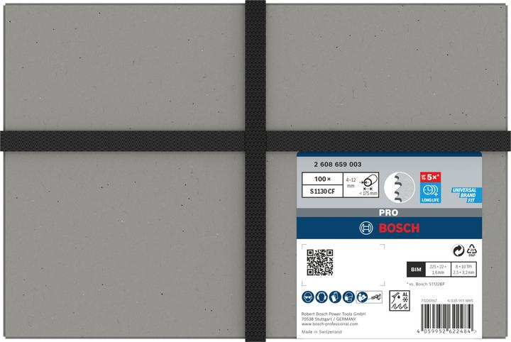 Immagine prodotto Bosch Professional Zubehör Lama PRO per demolizione metalli spessi S1130CF, 1,6 x 22 x 225 mm, 100 pezzi.