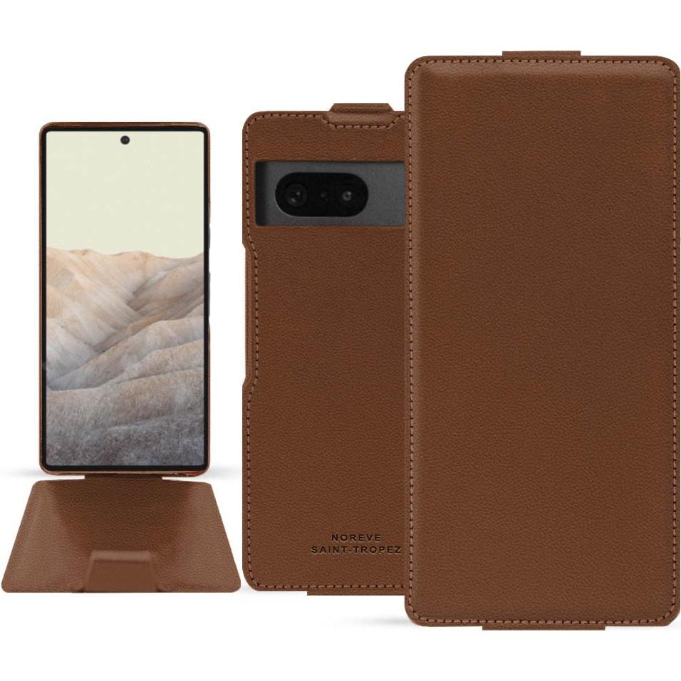 Noreve Lederschutzhülle vertikal (Google Pixel 7), Smartphone Hülle, Braun
