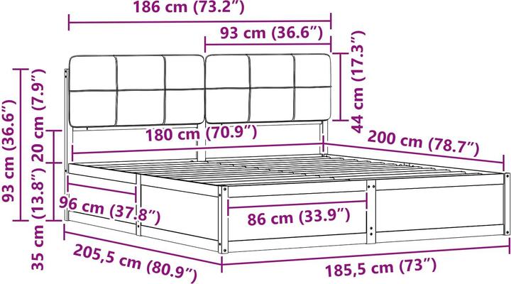 Image du produit vidaXL Moderner Bettrahmen (180 x 200 cm)