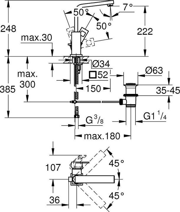 Image du produit Grohe EH-WTbatt EUROCUBE 1/2pouce, L-Size dur graphite brossé